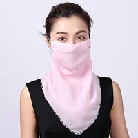 3pcs Floral Chiffon Face Shield Mask Earloop Respirator Bandanas Multi-Functional Neck Gaiter Breathable Scarf Bandana Sun Protection for Women Girls Outdoor Dust, Pollen Prevention (Pink)