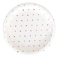 Illume Partyware Celebrate Happiness Gold & Pink Dots Large Plate - Pack of 10