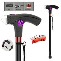 HLDWXN Multi-Function Elderly Crutches,Intelligent Aluminum Walking Stick,Adjustable LED Light+Non-Slip Telescopic Walking Stick,Smart Radio+Alarm+Rechargeable Crutches,for Elderly