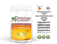 C Plus BioFlavonoids Fizz | High Potency Vitamin C with Unique Natural Bioflavonoids Quercetin, Hesperidin, Rutin | Delicious Orange Flavor Drink Powder | 144g, 36 Servings | Adaptogen Research