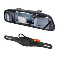 WEIKAILTD Backup Camera and Monitor Kit, 4.3" Car Vehicle Rearview Mirror Monitor for DVD/VCR/Car Reverse Camera + Waterproof Car License Plate Rear View Camera Parking Assistance with Night Vision