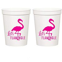 Let's Flamingle, White Stadium Plastic Cups - Birthday Party Cups or Bachelorette Party Cups (10 cups)