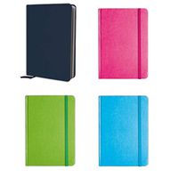 B-THERE Bundle of 4 Colorful Personal Notebooks, Notebook Set Lined Pages, Stationery Notepads w Textured Colored Covers, Elastic Band and Ribbon Bookmarks