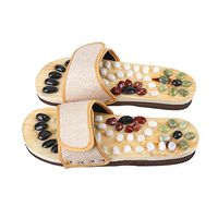 Romonacr Massage Slippers Foot Massager Shoes Shiatsu Relax Sandals with Natural Cobblestone Stones XL(Women 8.5/Men 7.5)