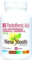New Roots Vitamin B5 PANTOTHENIC Acid 500 mg, 100 Capsules