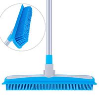 MR.SIGA Soft Bristle Rubber Broom and Squeegee with Telescopic Handle- 12.4" width