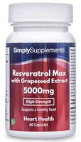 Resveratrol Capsules 5000mg | High Strength with Grapeseed Extract, Green Tea & Vitamin C for Antioxidant Support | 60 Capsules = 1 Month Supply | Manufactured in The UK