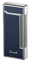 Visol Products Chrome Plated Vertical Lines Caseti Ravensdale Flint Traditional Flame Lighter, Blue Lacquer