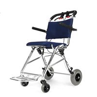 Hong Tai Yang XF Wheelchair Aluminum Folding Small Travel Transport Chair Adult Disabled Old Man Trolley Seat Width 35cm Armchairs (Color : Blue)