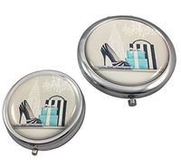 Fashionista Magnifying Makeup Mirror Compact and Pill Case Gift Set