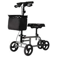 Aluminum Alloy Folding Steerable Knee Walker Disabled Elderly Alternative Walking Stick/Crutches Light Scooter Black