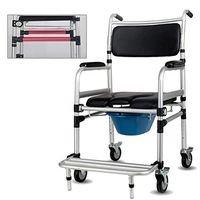G-LXYZBQSHYP Old Man with Wheeled Toilet Seat, Mobile Toilet, Portable Aluminum Bathroom Chair, Suitable for The Elderly, Surgery Recovery, Disabled