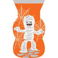 Pack of 144 Orange and White Halloween Fun Cello Party Favor Loot Bags with Zipper 9"