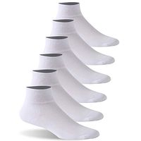 Cotton Ankle Diabetic Socks, Feelwe Ankle Diabetic Socks for Men Circulatory Socks Boot Socks Medical Socks for Neuropathy, Edema Loose Top Non Binding Socks 6 Pairs White L