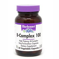 Bluebonnet Nutrition B Complex 100 Vegetable Capsules, Complete Full Spectrum, Vitamin B6, B12, Biotin, Folate, Vegan, Vegetarian, Gluten Free, Soy Free, Milk Free, Kosher, 50 Vegetable Capsules