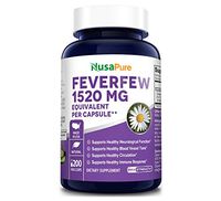 Feverfew 1520mg 200 Vegetarian Caps (Extract 4:1, Non-GMO & Gluten Free) Headache & Migraine Relief, Reduces Inflammation, Relieves Cold, Spasms & Pains