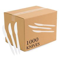 Plasticpro Cutlery Plastic Knives Medium Weight Disposable Silverware White (1000 Count)