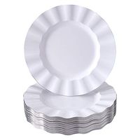 PLASTIC APPETIZER PLATES | 20 pc | Heavy Duty Disposable Dishes | Elegant Fine China Look | Veil - White (8.75”)