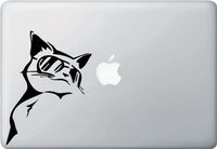 Yadda-Yadda Design Co. Cool Cat - Cat in Sunglasses - Cool Shades - MacBook or Laptop Vinyl Transfer Decal - YYDCo. (5" w x 6.75" h)(Black)