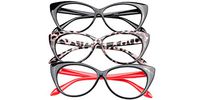 SOOLALA 3-Pair Value Pack Fashion Designer Cat Eye Reading Glasses for Womens, 3.0D