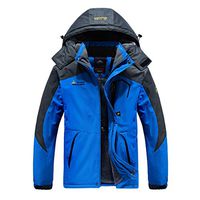 Alvinm Men's Jacket Waterproof with Reversible Warm Fleece Jacket Detachable Hooded Outdoor Snow Coat