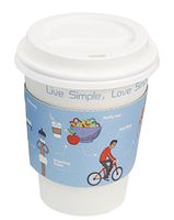 QuaCity Hot Coffee Paper Cups with Travel Lids & Protective Sleeves, Pack of 50 (12 oz, Live Simple)