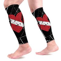 Baseball Heart Dive Flag Calf Compression Sleeves for Men & Women Long Compression Leg Sleeves for Running Basketball 1 Pair