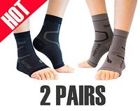Thirty48 Plantar Fasciitis Socks, 20-30 mmHg Foot Compression Sleeves for Ankle/Heel Support, Increase Blood Circulation, Relieve Arch Pain, Reduce Foot Swelling (Black & Grey (2 Pairs), X-Large)