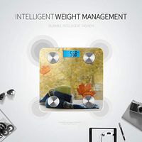 Bluetooth Body Fat Scale Green Circle Scarf Window Maple Leaves Smart Wireless Scale with LCD Display Measuring Body Weight Bmi and Health Digital Scale