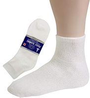 12 Pairs Diabetic Socks Mens Loose Cotton Socks Ankle White By Debra Weitzner
