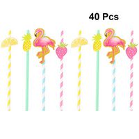 BESTOMZ 40pcs Hawaiian Party Paper Straws Decorative Drinking Straws Hawaiian Theme Decoration