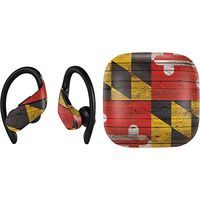 Skinit Decal Audio Skin for PowerBeats Pro - Originally Designed Maryland Flag Dark Wood Design