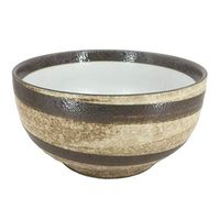Bowl Bowl New 7 Inch Japanese Ceramic Bowl Noodle Bowl Soup Bowl Rice Bowl Brown Stripe Tableware Home Gift Household tableware, retro bowl