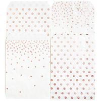 Juvale 100-Pack Rose Gold Foil Dots Paper Party Favor Treat Bags for Cookies, Candy Buffet, Bridal Shower & Wedding, 5 x 7.5 Inches