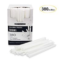 Party Essentials N776004-12 Disposable Plastic Straws, 7.75" Flexible/380 Count, White