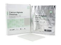 Calcium Alginate Dressings with Silver 4" x 4.75". Case of 100 Sterile Primary Dressings for Wounds with Moderate to Heavy exudate. Highly Absorbent. Single use Wound Care Products. Latex-Free.