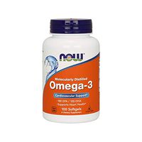NOW Supplements, Omega-3 180 EPA / 120 DHA, Molecularly Distilled, Cardiovascular Support*, 100 Softgels
