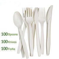 KAISHANE 100% Biodegradable Spoons - 100 Count 7 Inches Heavy Duty Compostable Disposable Spoons Eco Friendly Disposable Cutlery CPLA Plastic Flatware Spoon for Wedding & Party