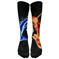 BsadJasda Fire Ice Printed Men's/Women's Comfortable Casual Funny Long Knee High Socks Compression Socks Winter Warm Soccer Socks