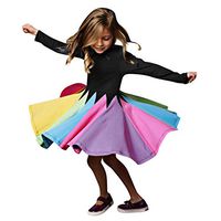Driuankeji Baby Girls Rainbow Dress Girls Casual Long Sleeve Crewneck Pleated Dress Kids Birthday Party Dresses