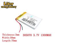 3.7V 1300mAh 305070 Lithium Polymer Ion Rechargeable Battery Lithium Polymer Li-Po Battery for MP4 GPS MP3 Bluetooth Stereo DIY Gift
