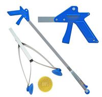 ArcMate EZ Reacher Standard, Indoor Reacher Grabber with 4-Finger Pistol Grip, 5-lb. Pickup Capacity, XL 4.5" Wide Fingers, Nimble Cup Tips, Heat Resistant Food Grade Silicone Tips, Blue, 22" (120)