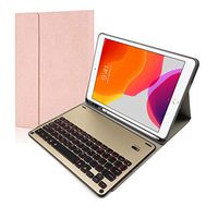 iPad 7th Generation Case, Lyperkin Leather Stand Case Smart Cover with Detachable 7 Colors Backlit Keyboard & Pencil Holder Compatible for iPad 7th Gen 10.2inch 2019