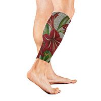 Calf Guard Sleeves Red Flower Amaryllis Sports Calves Guards Sleeves for Running, Basketball, Baseball, Football