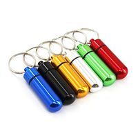 Waterproof Keychain Pill Box Organizer, Aluminum Alloy Keyring Pill Container,Large Emergency Cash Stash Pill Holder Screw Top 6PCS