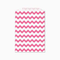Pink Horizontal Stripes Flat Paper Bags 5 X 7 1/2 Inches Set of 25 Bags, Made in USA