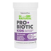 NaturesPlus GI Natural Probiotic Kids Chewables, Mixed Berry Flavor - Supports Digestive, Immune, Respiratory & Skin Health - 16 Live Probiotic Strains - Gluten-Free, 30 Count
