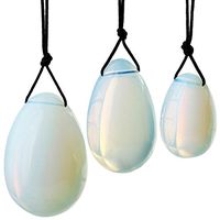Set of 3 Drilled Opalite Jade Egg for Kegel Exercise Pelvic Floor Muscles Vaginal Exercise Yoni Egg Ben Wa Ball Health Care for Women Gift with Velvet Pouch (Opalite) (Opalite)