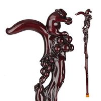 Crutches Wooden Cane Men and Women Cane Rat Stealing Grapes Hand-Carved Stick 38",A