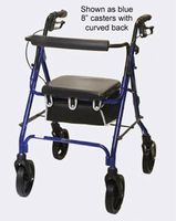 Rollator With 8 Casters Blue With Padded Seat